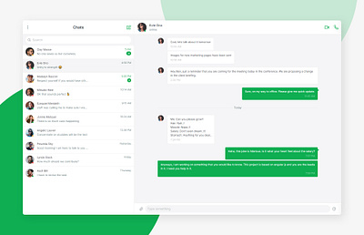 Application Designs chat app chatapp email design file manager file upload green inbox mail app mailbox uiux user user list userinterface webapp