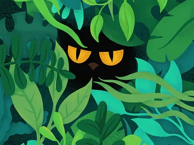 The hunting animal animalillustration animation botanical illustration cat cute cute animal design floral flower green illustration illustrator