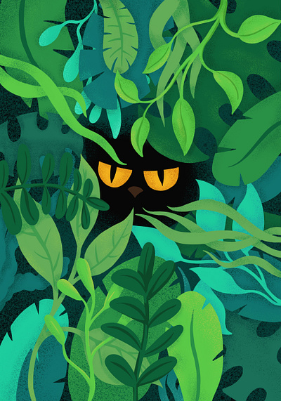 The hunting animal animalillustration animation botanical illustration cat cute cute animal design floral flower green illustration illustrator