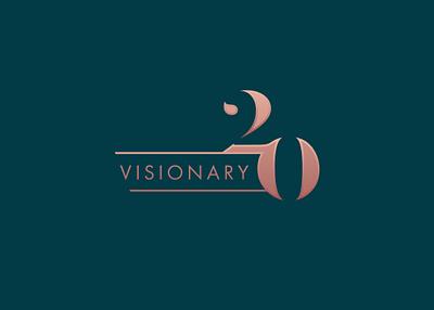 Visionary Gala 20th Anniversary Logo 20 awards brand business design elegant feminine font gala gold green logo monogram rose sans serif serif strong teal visionary women