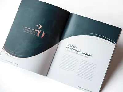 Visionary Awards Book awards book branding elegant gold green layout logo magazine offset photo print program rose sans serif serif shadow spread typography visionary