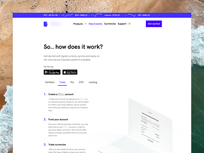 How Does it Work app blockchain branding crypto currency exchange design digital currency exchange how landing page landing page ui lending minimal otc products toronto trade ui ux web design