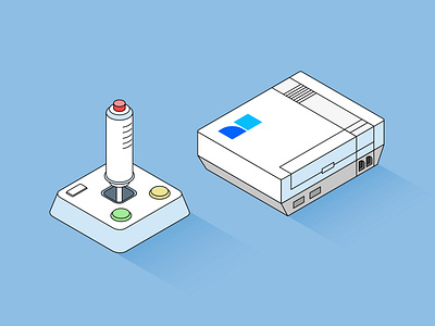 Retro hardware console gaming illustration isometric retro