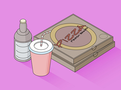 Gaming fuel beverages food illustration isometric