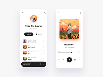 Music Player App android app clean ios iphone mobile music music player song tyler the creator ui