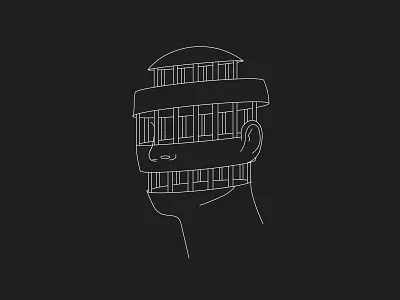 Caged cage clean design graphic head illustration portrait trapped vector