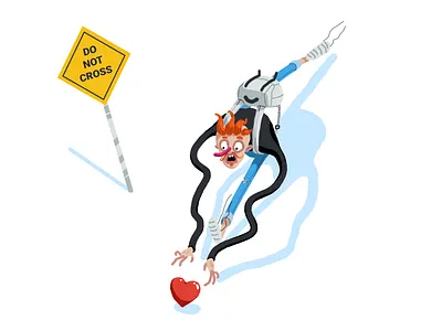 Dont cross heart illustration love run