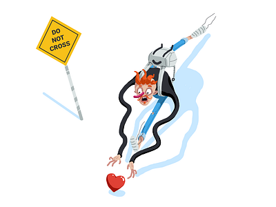 Dont cross heart illustration love run