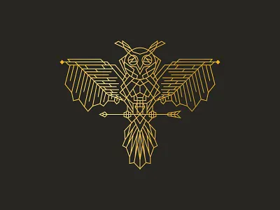 16 night owl animals artdeco badge gold illustration logo monoline owl vector