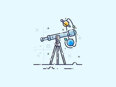 Telescope creative galaxy illustration illustrator material planets space stars telescope vector