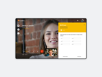 Cambly branding chat course design english facetime interaction student teacher ui ux video videoconference yellow