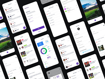 Arena im branding broadcasting design interaction live minimalism mobile purple react native sports stream ui ux white