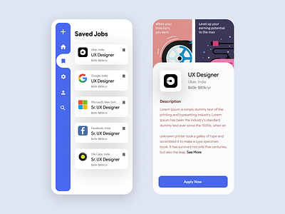 Modern Job Board User Interface Design 2d app dailyui design dribbble figma glassdoor indeed invite job board job listing job search jobs jobseeker linkedin mobile moster typography ui ux