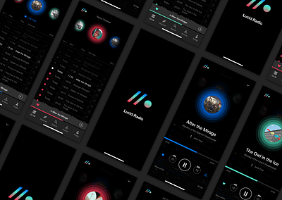 Radio/Podcast App UI Kit app app design branding channels dark dark mode free freebie kit music music player podcast podcasting radio ui uiux ux