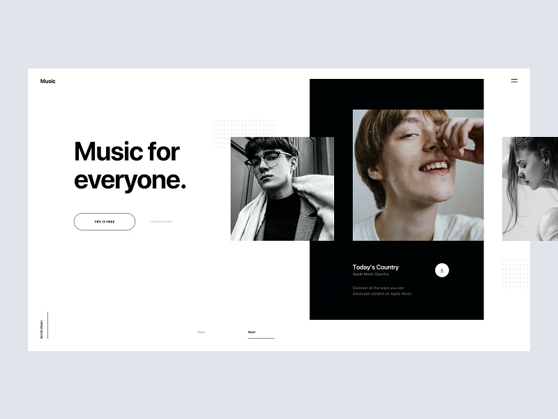 Music Website Concept album card cards clean creative minimal models music scrolling slides song tranmautritam typography ui design web app web banner web design web ideas website concept website interaction