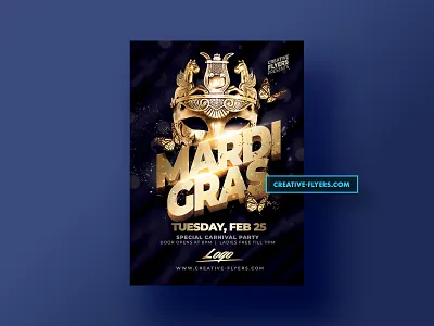 Mardi gras Flyer Template creative digital download event flyer gold graphic design invitations mardi gras mask masquerade nightclub party poster template venetian