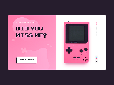 Daily UI 003 — Landing Page 003 color dailyui dailyui 003 dailyui 100 gameboy landing landing page pink web