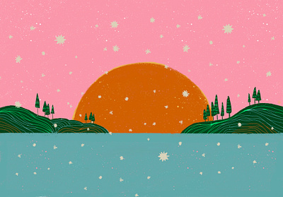 the sunset of your dreams dreamy illustration sunset whimsical