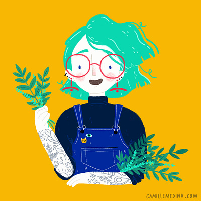 Plant Lady, My Way draw this in your style drawing illustration illustration challenge portrait ragon dickard ragon dickard tattoos woman illustration woman portrait