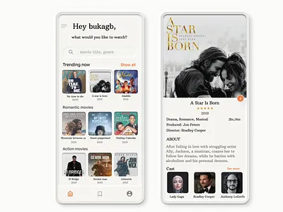 Movie app Neumorphism app art branding design flat illustration minimal ui ux web
