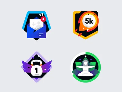 Badges style achievement award badge badges comet email fast invitation invite lotus meteor run running sport train training workout yoga