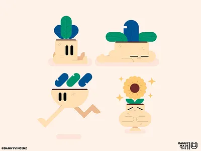 Plant Planters for Plants adobe illustrator characters cute expressions fun gardening illustration indoor gardening plant planters poses