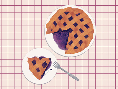 Blueberry Pie art blueberry digital illustration food illustration fork illustration illustration art ipad art ipad pro pie plate procreate theydrawandcook vegan