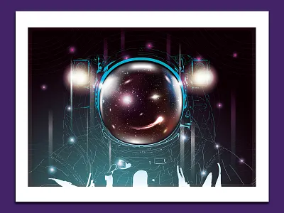 Interstellar Wink artprint astronaut astronauthelmet astronomy comet deepspace digitalart galaxy helmet lensflare meteor outerspace planet smile space spacesuit starrynight stars suit vector