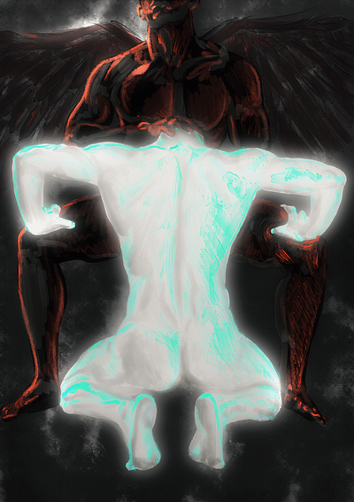 Service angel blow demon devil digital gay gay art illustration lgbtq naughty paint painting photoshop sex sexual