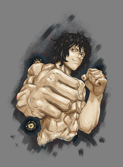 Ashura with Black Hellebore anime fighter illustration kengan ashura manga martial arts