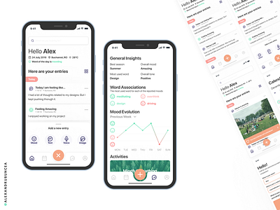 Journaling Companion app application clean design figma flat journal minimal mobile mood product design ui ui design uidesigner uidesigners ux