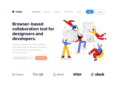 Collaboration App Landing Page app clean collaboration design hero illustration landing page minimalist sketch ui