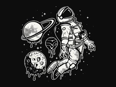 Drip Too Hard aliens astronaut astronomy black and white comets earth galactic galaxies galaxy illustration digital mars moon outerspace procreate procreate app saturn space spaceship stars texture