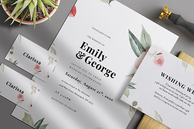 Watercolour Floral Wedding Suite anniversary design diy elegant feminine floral groom invitation invitation set invitations invite leaf minimal modern watercolor wedding card wedding invitation wedding invite weddings wreath