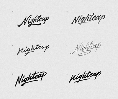 Nightcap logo sketches branding brush calligraphy concept handlettering lettering logo script sketch type typography