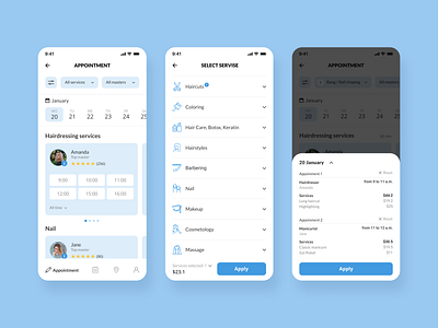 Beauty salon app app design mobile app ui ux