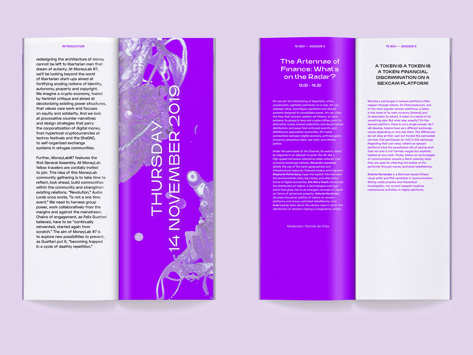 Money Lab #7 Program Booklet 3d amsterdam booklet design editorial design graphic design identity mary universe money lab oculus typography