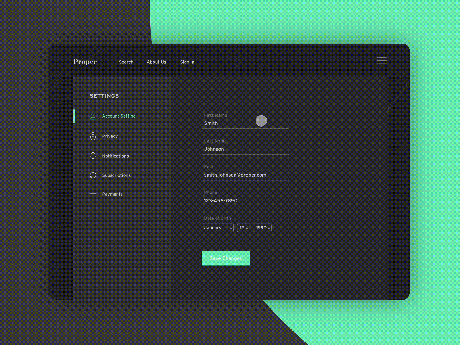 Settings 007 dailyui dailyui 007 prototype settings ui