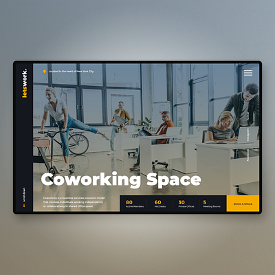 Coworking Space Landing Page app design clean ui concept dribbble graphic design homepage landingpage ui uidesign ux uxdesign webdesign website design