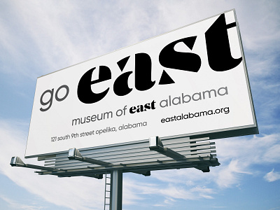 MoEA OOH Board ad advertisement alabama auburn billboard board brand design east exhibit identity logo museum ooh opelika out of home rebrand wordmark