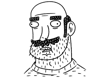 Portrait of a bald cute man. bald black cartoon character doodle funny handdrawn illustration man mustache portrait quirky