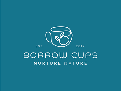 BORROW CUPS borrow cups branding business logo coffee coffee bags coffee cup coffee logo coffeebar creative creative logo cups identity leaf logo logo logo mark logodesign logotype nature logo plant typography