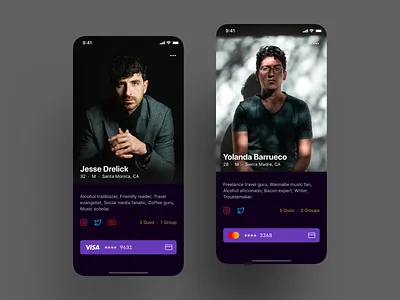 Profile Screens for Nightclub App bar dark nightclub profile