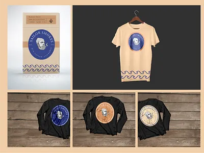 Packaging and Apparel Design for Sailor Smokes apparel design apparel mockup brand and identity brandidentity cannabis cannabis branding cannabis design cannabis logo cannabis packaging illustration label packaging package design sailing sailor vintage design