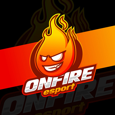 fire mascot esport logo design burn cartoon charachter cute dragon e sport esport fire fun game gamer logo logotype mascot onfire playful simple sport twitch