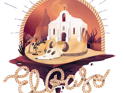 El Paso desert illustration illustrator photoshop poster sunset texas