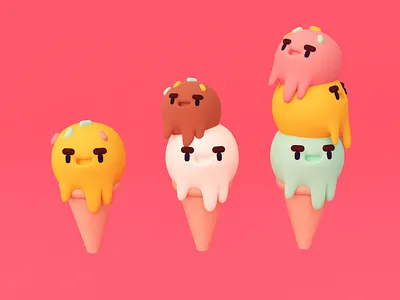 Ice Creams 3d illustration c4d cinema 4d food food illustration ice cream illustration icecream illustration