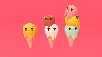 Ice Creams 3d illustration c4d cinema 4d food food illustration ice cream illustration icecream illustration