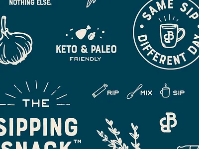 Bare Bones Brand Assets bone broth branding cpg food food and beverage food and drink food packaging illustration logo pattern