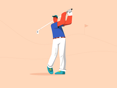 Golfer champion creative design draw flat golf illustration player